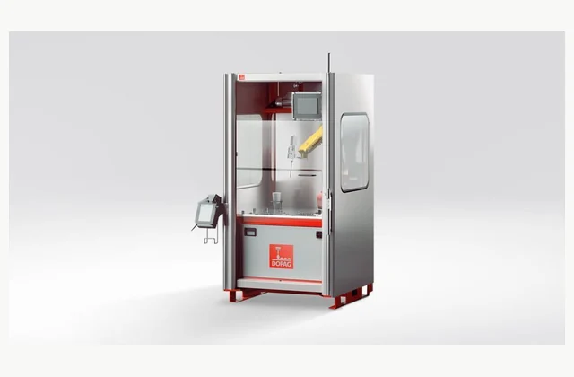 DOPAG Multifunctional robot-assisted adhesive dispensing cell — related equipment reference; not the complete automatic magnet insertion and bonding line