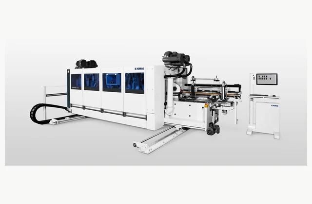 HOMAG TENONTEQ D-600 flooring profiler, complete double end tenoner manufacturer configuration reference; pictured brand does not imply authorized representation