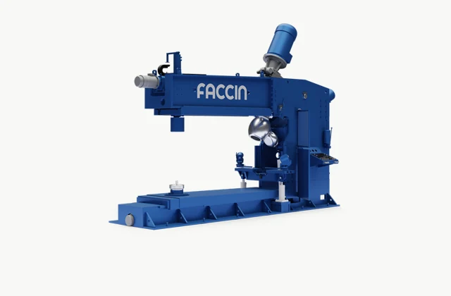 Faccin BF flanging machine (dished-head forming system reference), complete plate dishing and flanging system manufacturer configuration reference; pictured brand does not imply authorized representation