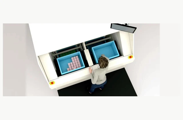 Daifuku Goods-to-person picking workstation, manufacturer configuration reference for goods to person picking station; reference brand does not imply stock or authorized representation