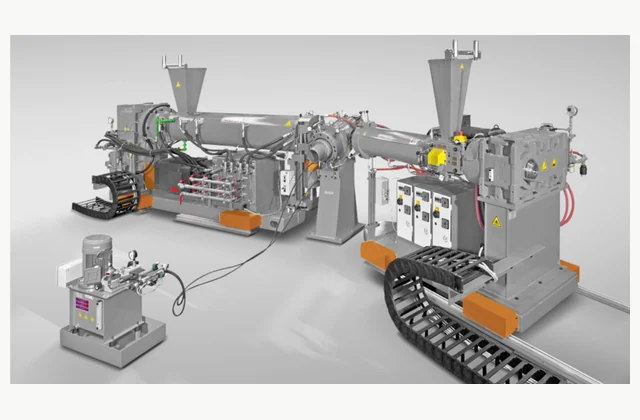 TROESTER GS cable extrusion unit, manufacturer configuration reference for wire and cable coating extrusion line; reference brand does not imply stock or authorized representation
