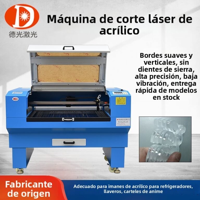 Máquina de corte a laser CO2 processando chapa de acrílico em indústria brasileira