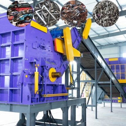 Scrap ubc aluminum can crusher steel plate hammer mill metal crusher machine with conveyor